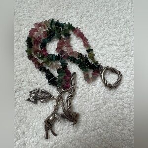 vintage sterling Silver Bracelet  charms Multicolor tourmalines RARE